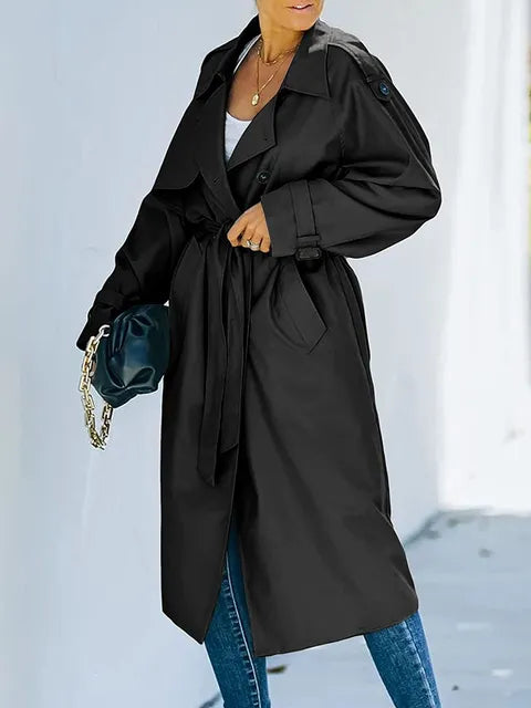 CALORA_ Pravina | Dubbele Lange Trenchcoat