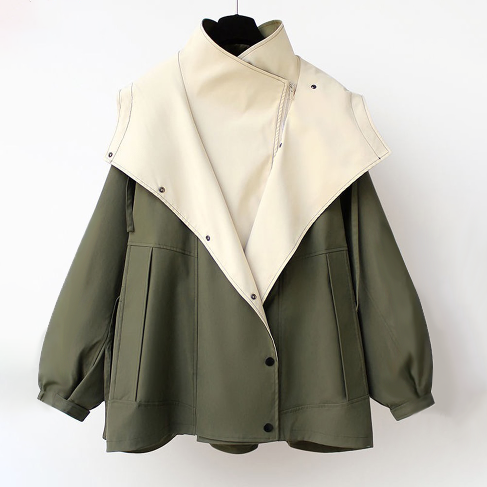 CALORA_ Oversized Trenchcoat met Capuchon voor Vrouwen in Stijlvolle Look