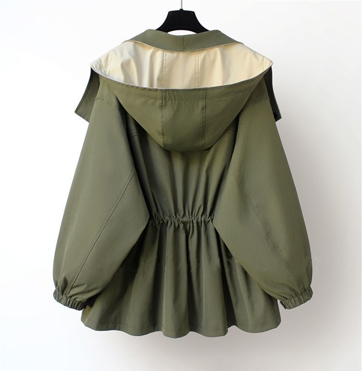 CALORA_ Oversized Trenchcoat met Capuchon voor Vrouwen in Stijlvolle Look