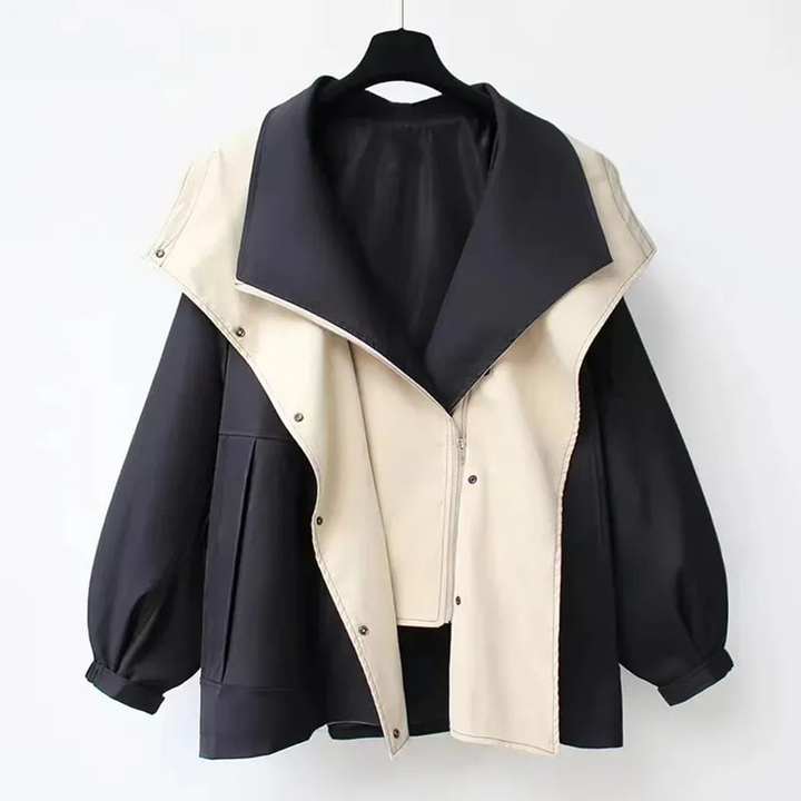 CALORA_ Oversized Trenchcoat met Capuchon voor Vrouwen in Stijlvolle Look