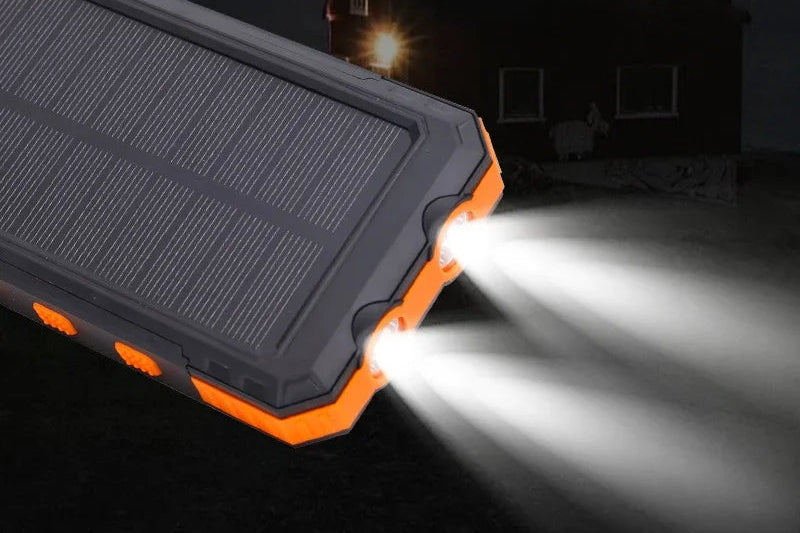CALORA_ Pulse SOLAR | 20.000mAh Zonne-energie Sterke Power Bank - Draagbare Oplader met Zaklamp