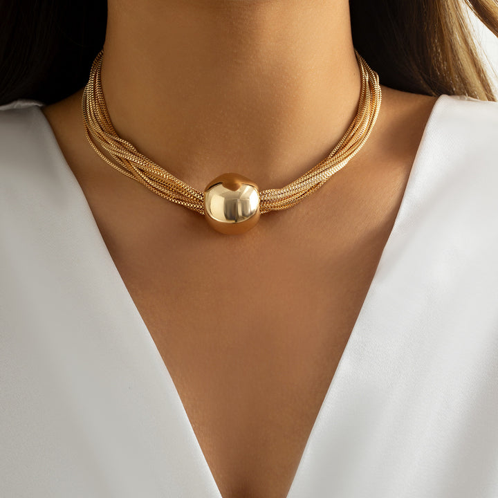 CALORA_ Punk Meerdere Lagen Ketting Choker met Geometrische Bal