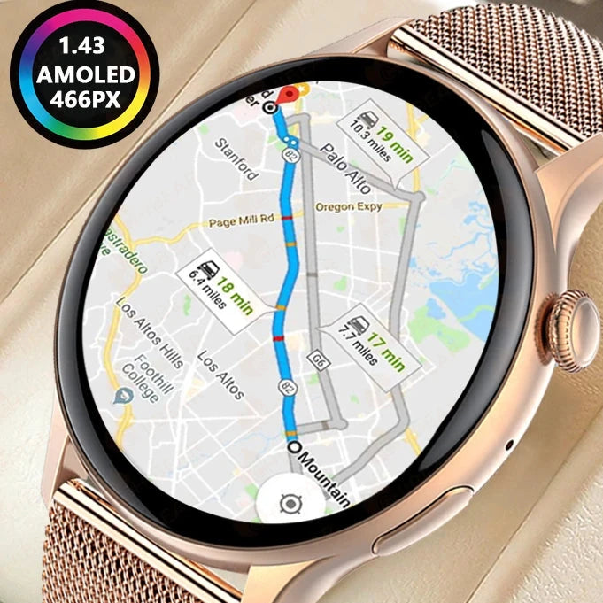 CALORA_ Quanta | Luxe GPS Smartwatch voor Vrouwen - HD scherm