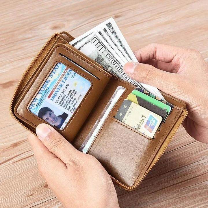 CALORA_ RFID Beschermde Leren Portemonnee - Veiligheid en Stijl met Anti-Diefstal Functie