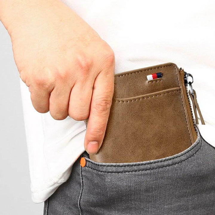 CALORA_ RFID Beschermde Leren Portemonnee - Veiligheid en Stijl met Anti-Diefstal Functie