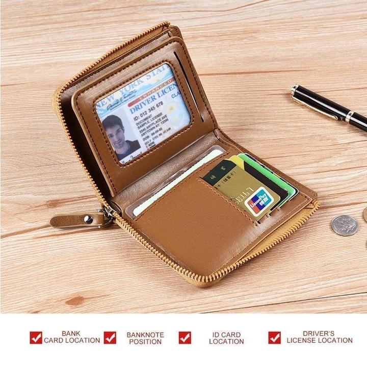 CALORA_ RFID Veiligheidsportefeuille Waterdichte en Compacte Leren Portemonnee