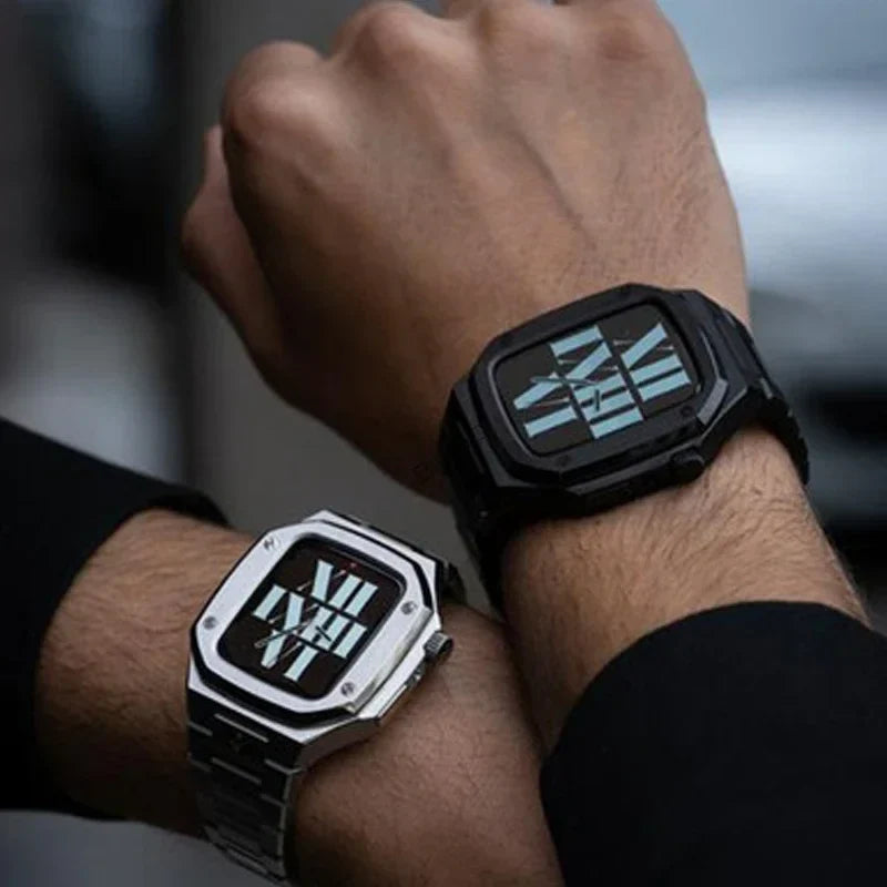 CALORA_ RVS Apple Watch Mod met Duurzaam Rubber Band en Schokbestendig Ontwerp