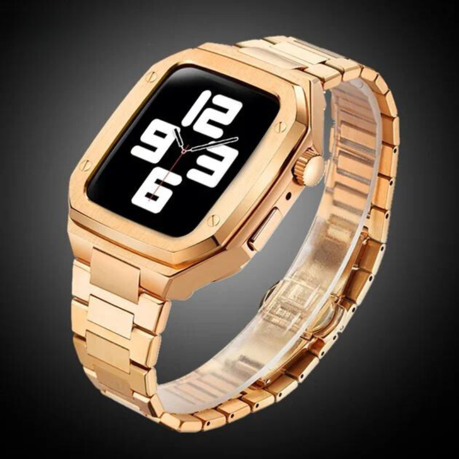 CALORA_ RVS Apple Watch Mod met Duurzaam Rubber Band en Schokbestendig Ontwerp