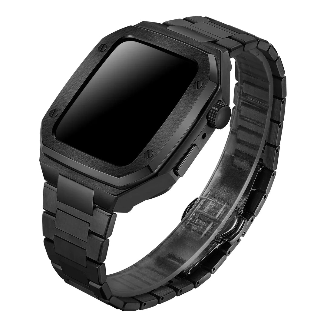 CALORA_ RVS Apple Watch Mod met Duurzaam Rubber Band en Schokbestendig Ontwerp