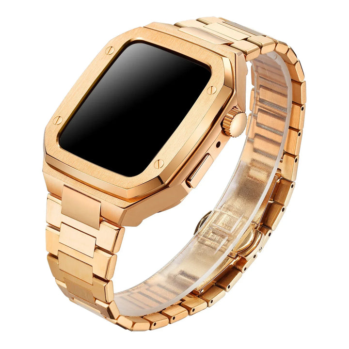 CALORA_ RVS Apple Watch Mod met Duurzaam Rubber Band en Schokbestendig Ontwerp