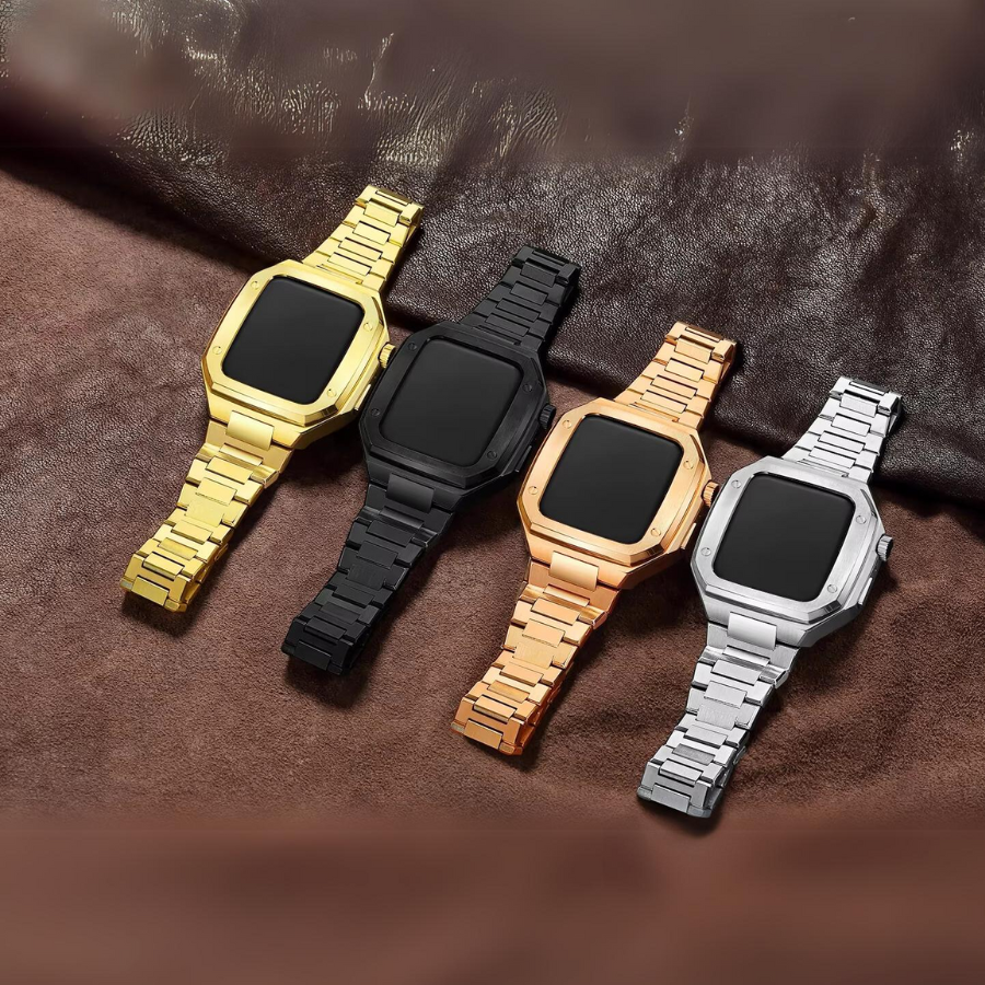 CALORA_ RVS Apple Watch Mod met Duurzaam Rubber Band en Schokbestendig Ontwerp