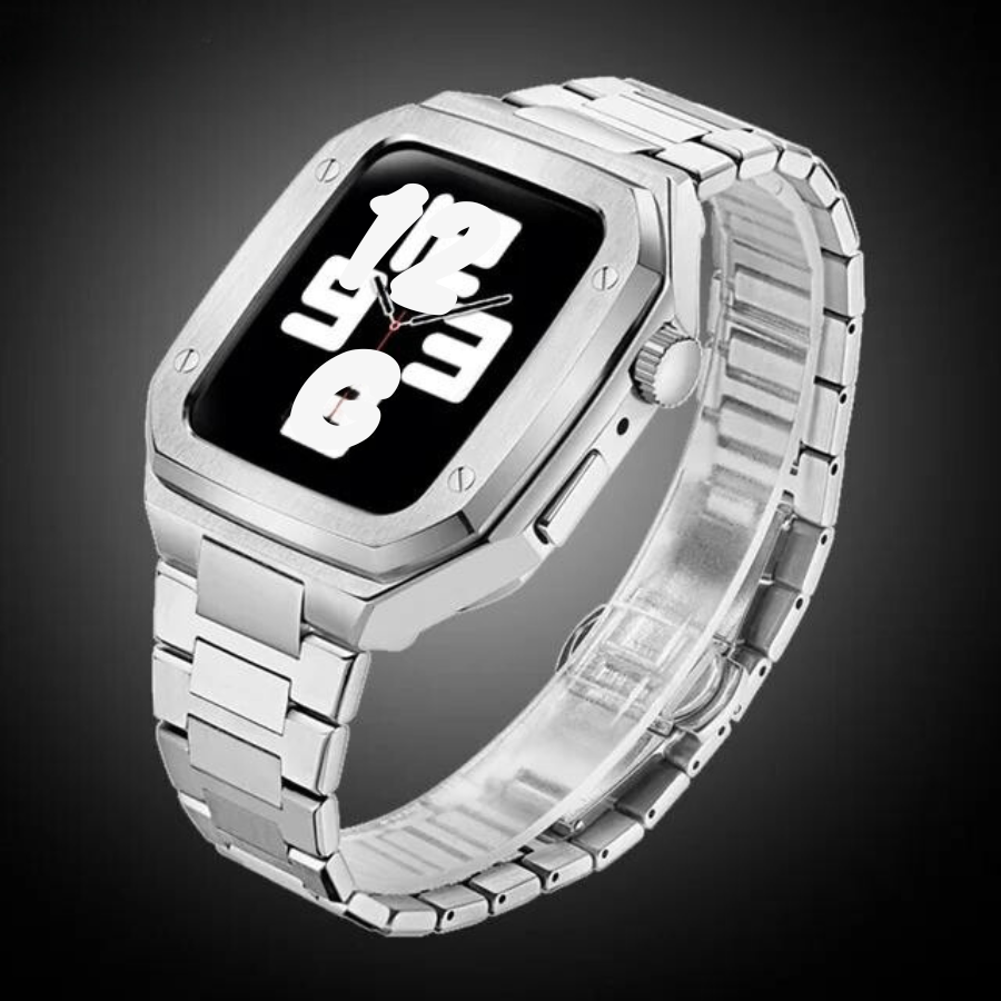 CALORA_ RVS Apple Watch Mod met Duurzaam Rubber Band en Schokbestendig Ontwerp