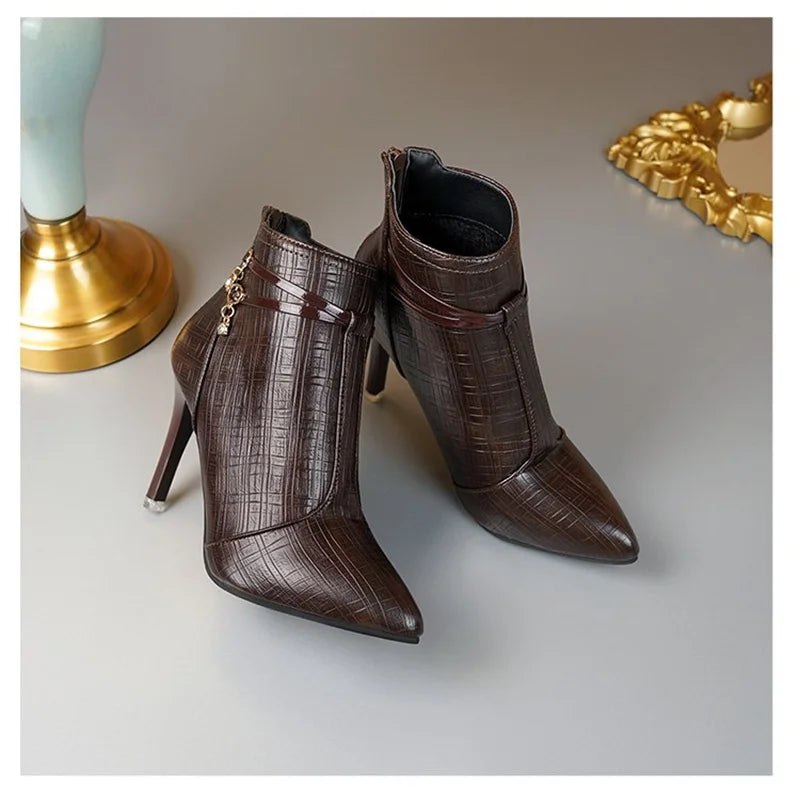 CALORA_ Ravena | Elegante Hoge Hak Enkellaarsjes voor Dames