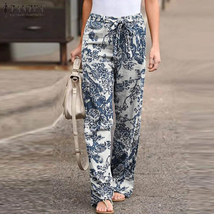 CALORA_ Relaxte en comfortabele Katoenen Broek met print