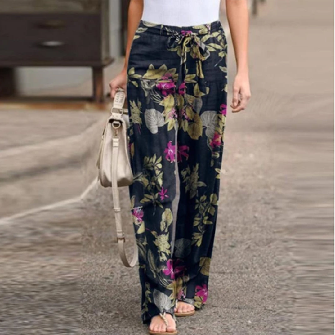 CALORA_ Relaxte en comfortabele Katoenen Broek met print