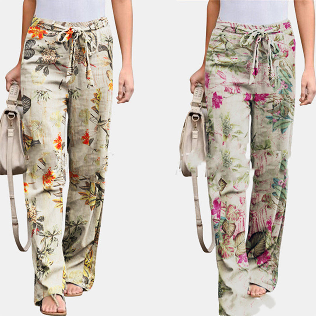 CALORA_ Relaxte en comfortabele Katoenen Broek met print