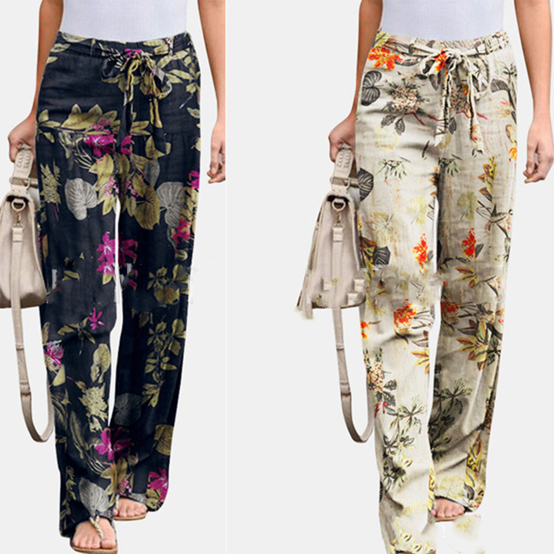 CALORA_ Relaxte en comfortabele Katoenen Broek met print