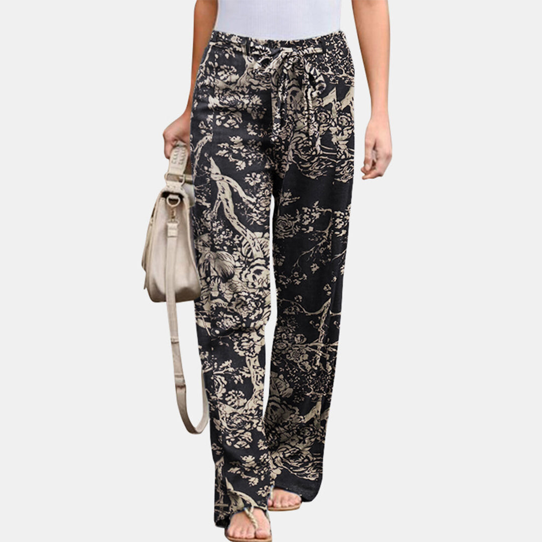 CALORA_ Relaxte en comfortabele Katoenen Broek met print