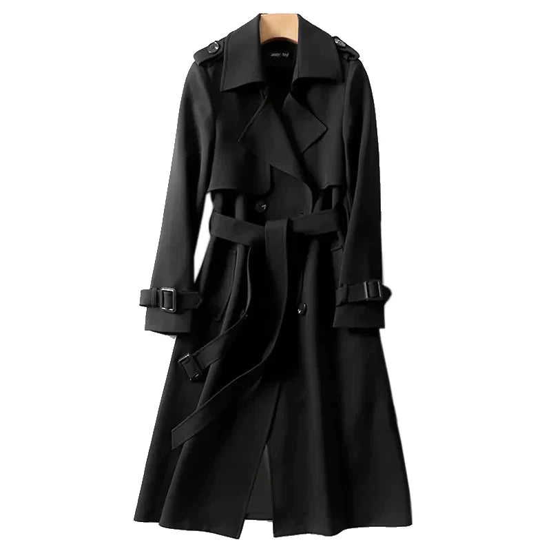CALORA_ Dames Lange Trenchcoat met Dubbele Knopen voor de Lente