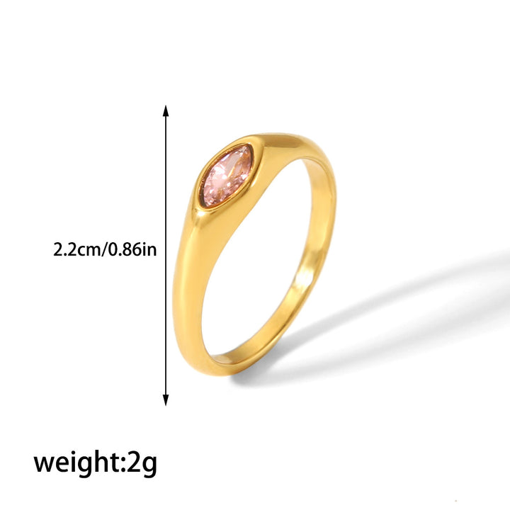 CALORA_ Retro Geometrische Ring van 18K Goud en RVS met Diamant voor Dames