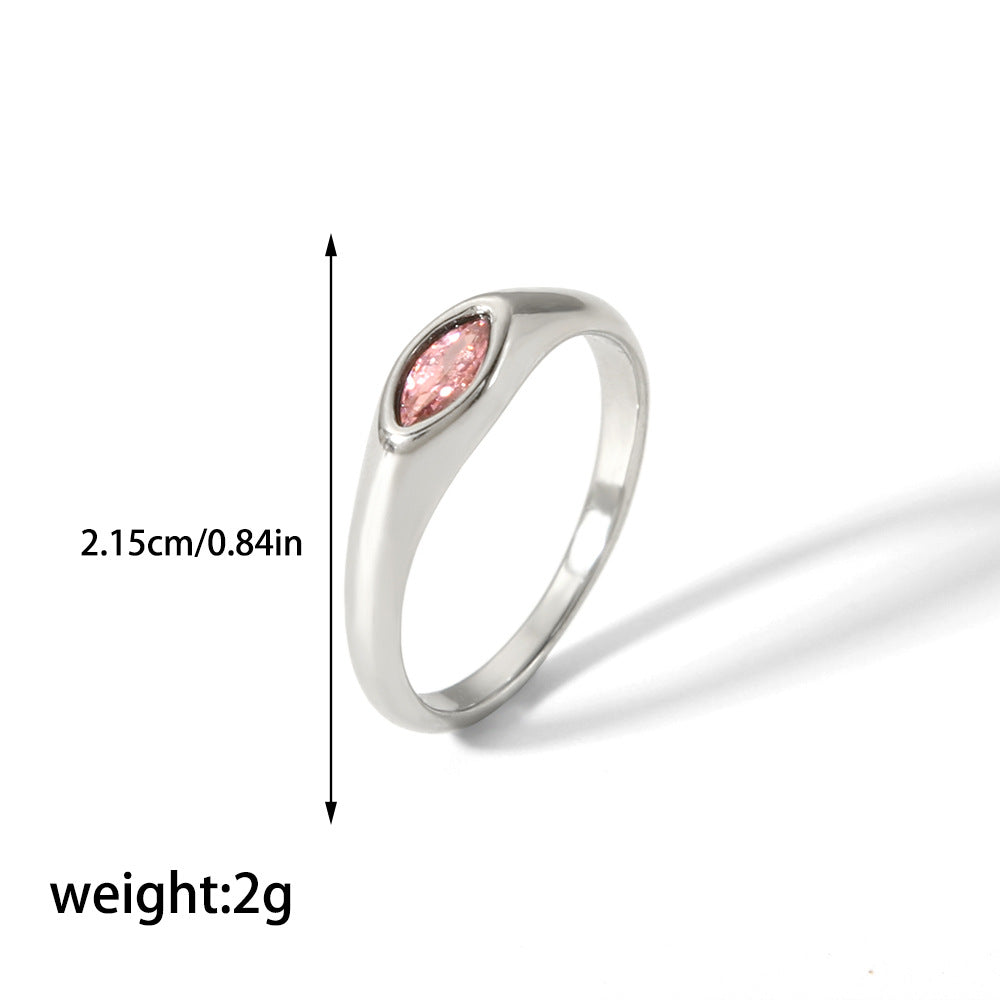 CALORA_ Retro Geometrische Ring van 18K Goud en RVS met Diamant voor Dames