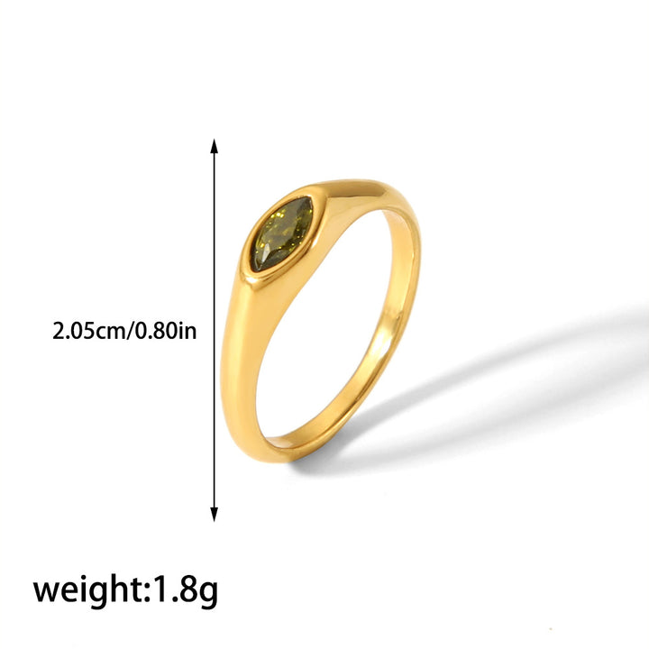 CALORA_ Retro Geometrische Ring van 18K Goud en RVS met Diamant voor Dames