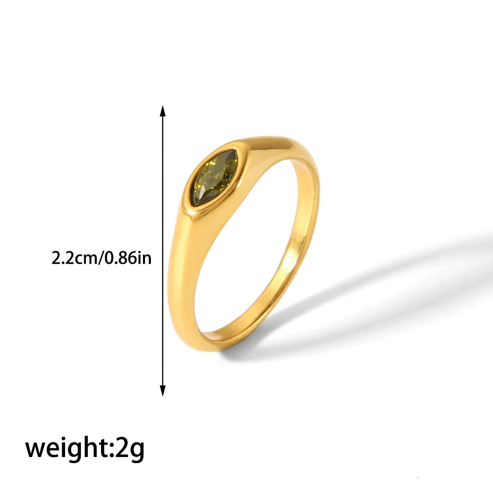 CALORA_ Retro Geometrische Ring van 18K Goud en RVS met Diamant voor Dames