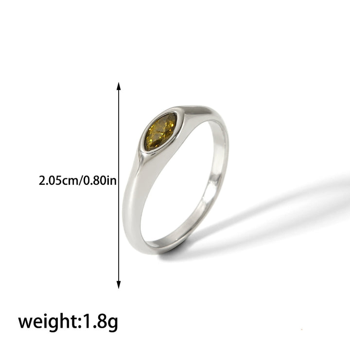 CALORA_ Retro Geometrische Ring van 18K Goud en RVS met Diamant voor Dames