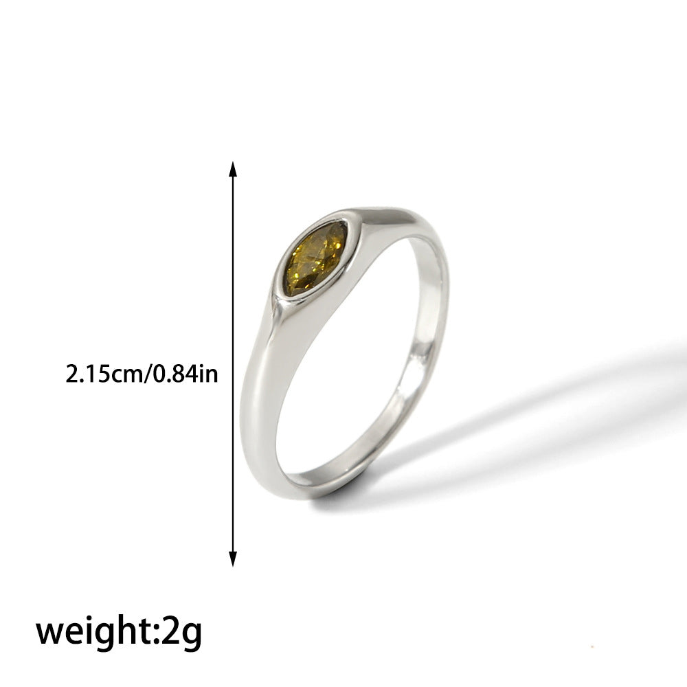 CALORA_ Retro Geometrische Ring van 18K Goud en RVS met Diamant voor Dames