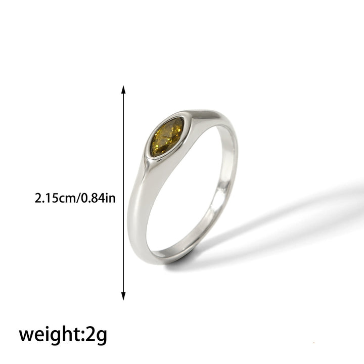 CALORA_ Retro Geometrische Ring van 18K Goud en RVS met Diamant voor Dames
