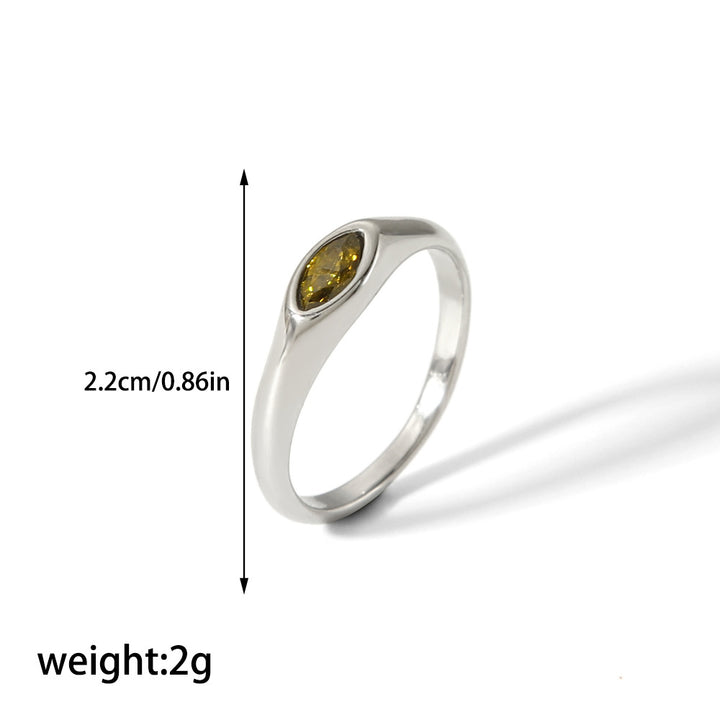 CALORA_ Retro Geometrische Ring van 18K Goud en RVS met Diamant voor Dames