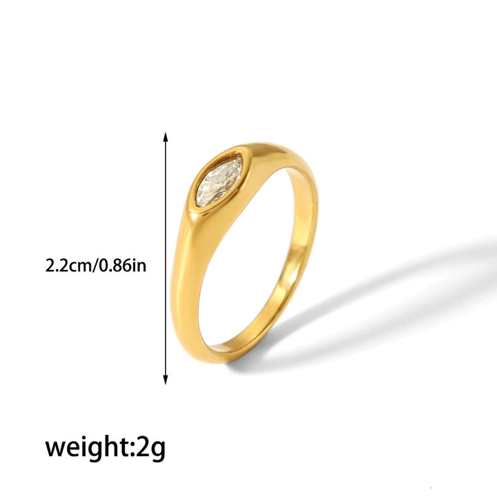 CALORA_ Retro Geometrische Ring van 18K Goud en RVS met Diamant voor Dames
