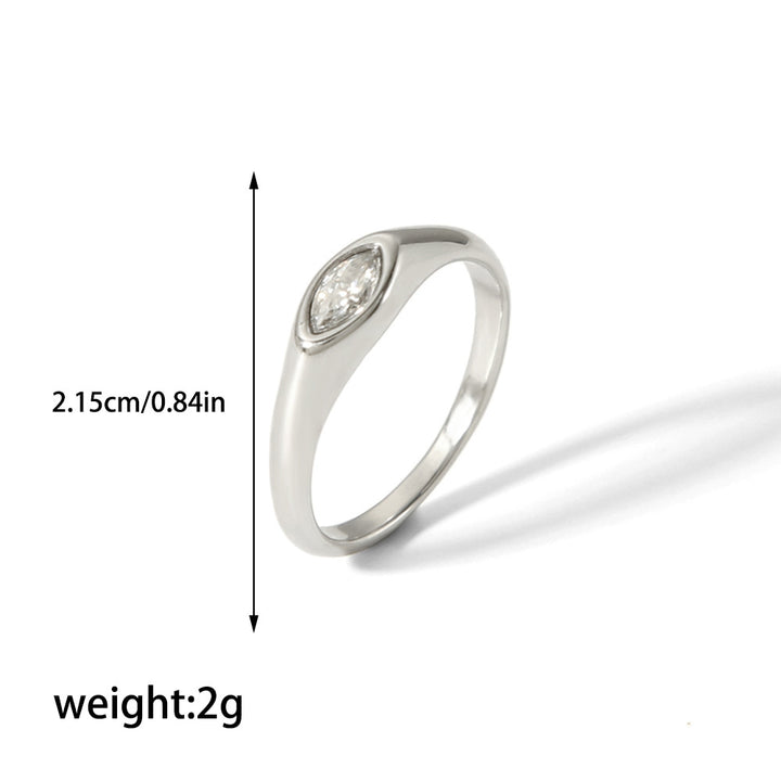 CALORA_ Retro Geometrische Ring van 18K Goud en RVS met Diamant voor Dames