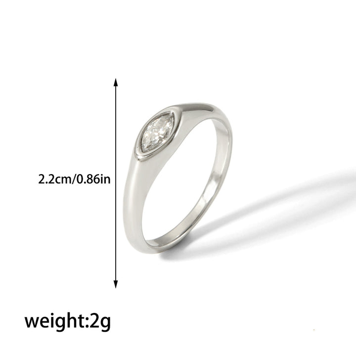CALORA_ Retro Geometrische Ring van 18K Goud en RVS met Diamant voor Dames