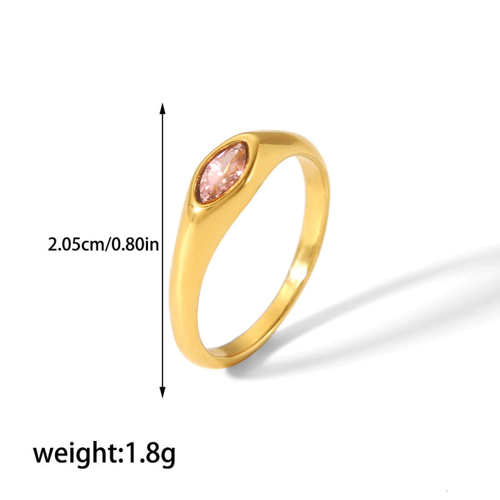 CALORA_ Retro Geometrische Ring van 18K Goud en RVS met Diamant voor Dames
