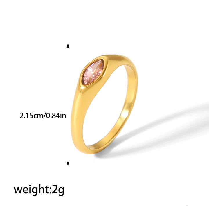 CALORA_ Retro Geometrische Ring van 18K Goud en RVS met Diamant voor Dames