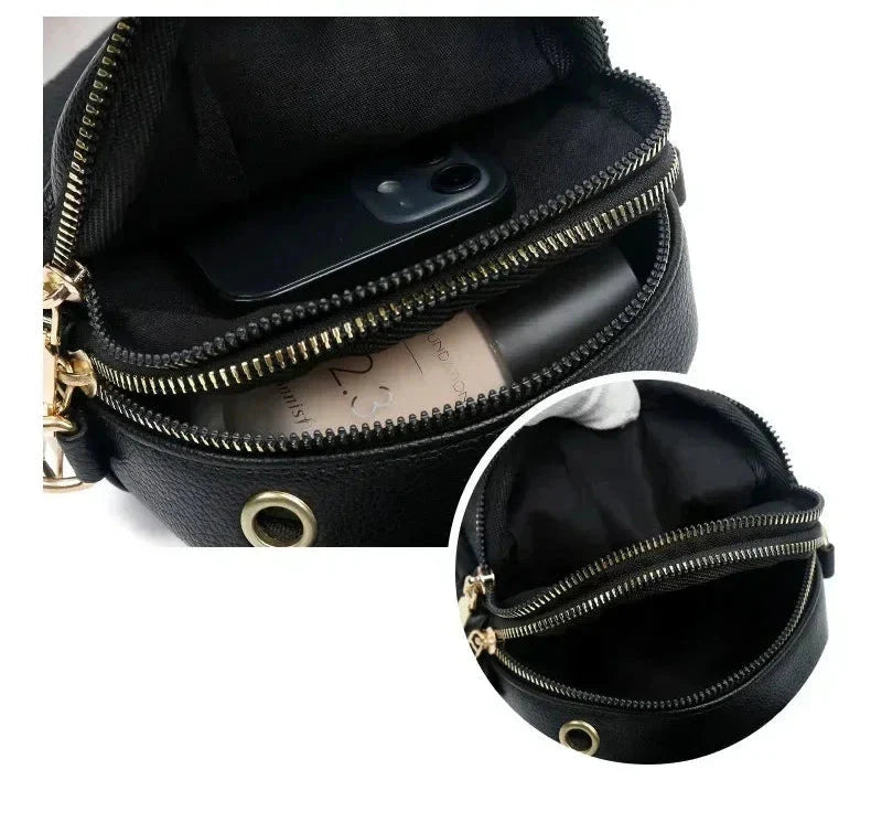 CALORA_ Retro Leren Dameshandtas met Schouderband en Compartmenten