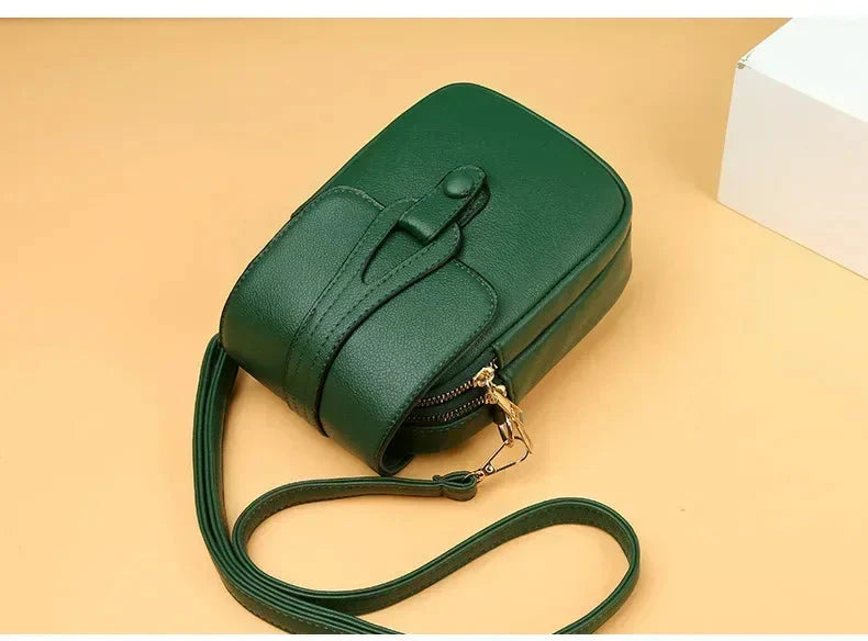 CALORA_ Retro Leren Dameshandtas met Schouderband en Compartmenten