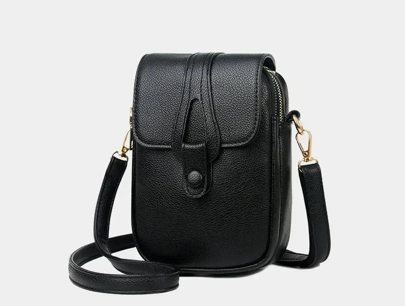 CALORA_ Retro Leren Dameshandtas met Schouderband en Compartmenten