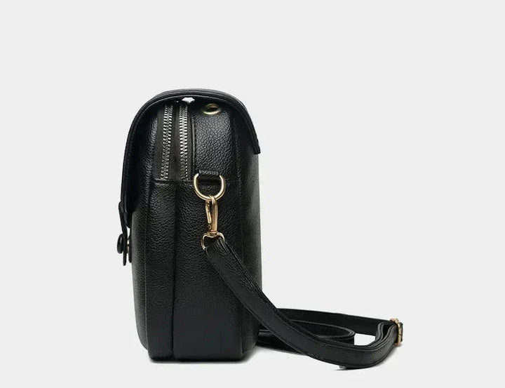 CALORA_ Retro Leren Dameshandtas met Schouderband en Compartmenten