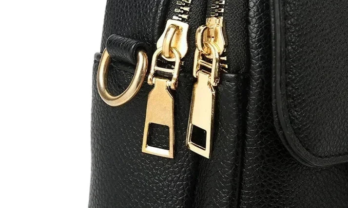 CALORA_ Retro Leren Dameshandtas met Schouderband en Compartmenten