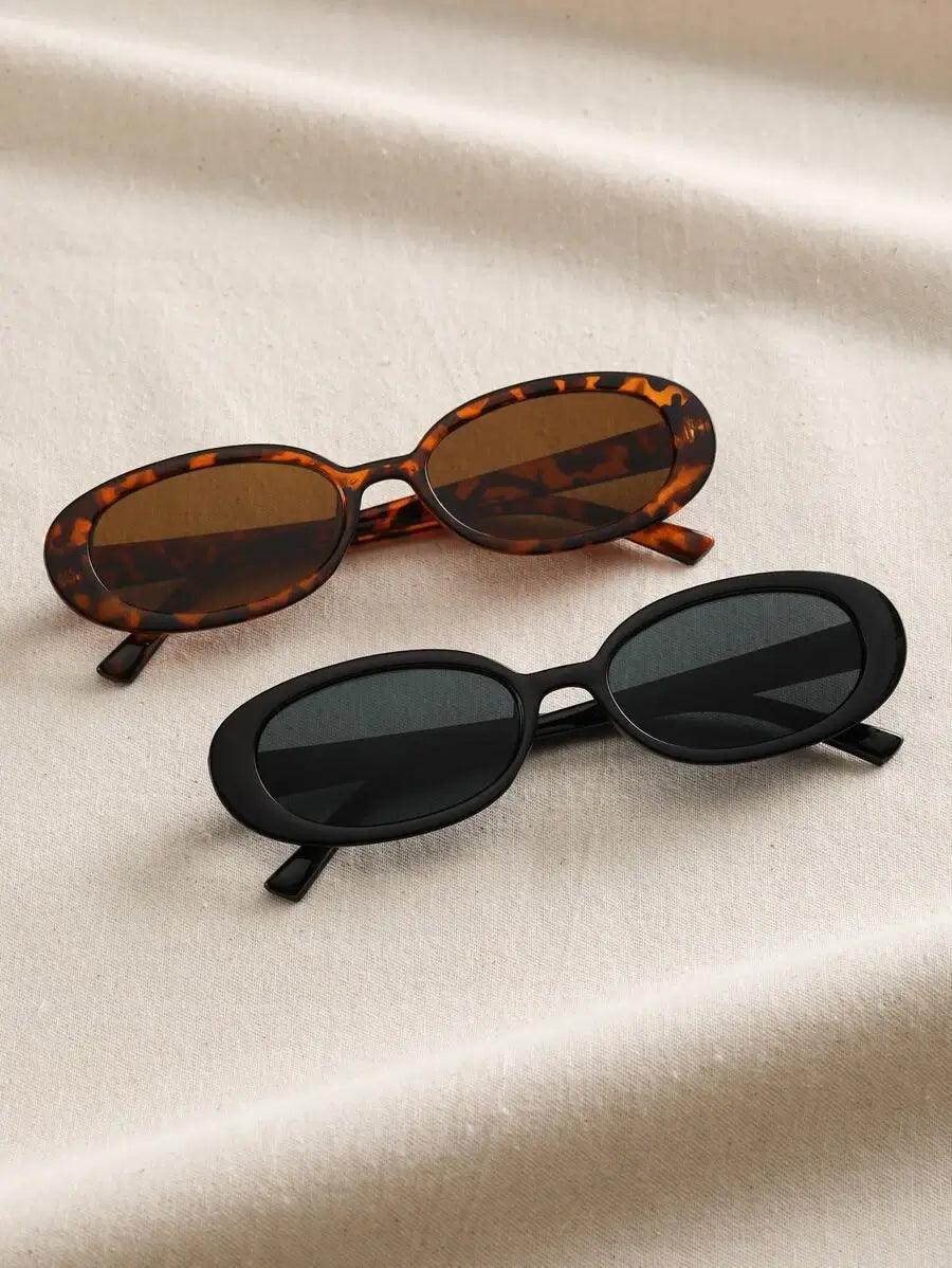 CALORA_ Retro Ovalen Zonnebril in Jaren 90 Stijl met Vintage Charme