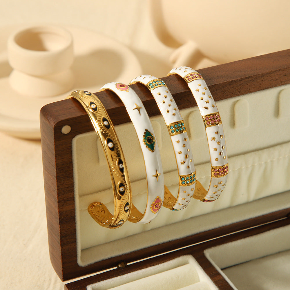 CALORA_ Retro Spirituele Diamanten Armband van 18K Goud in RVS voor Dames - Verstelbare Handsieraden