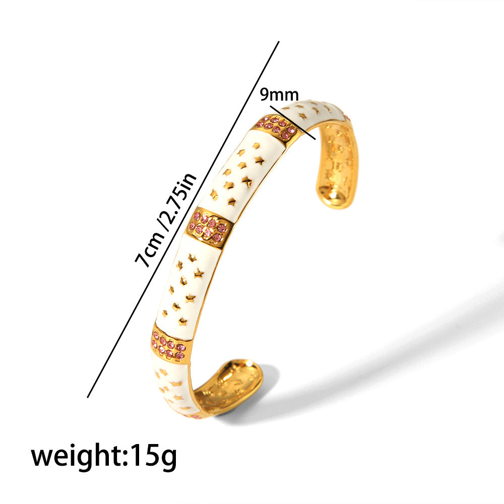 CALORA_ Retro Spirituele Diamanten Armband van 18K Goud in RVS voor Dames - Verstelbare Handsieraden