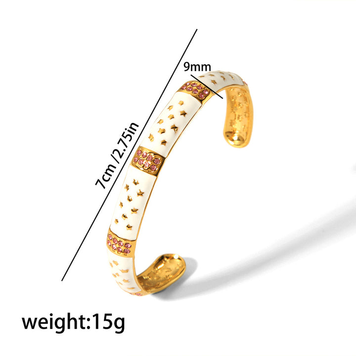 CALORA_ Retro Spirituele Diamanten Armband van 18K Goud in RVS voor Dames - Verstelbare Handsieraden