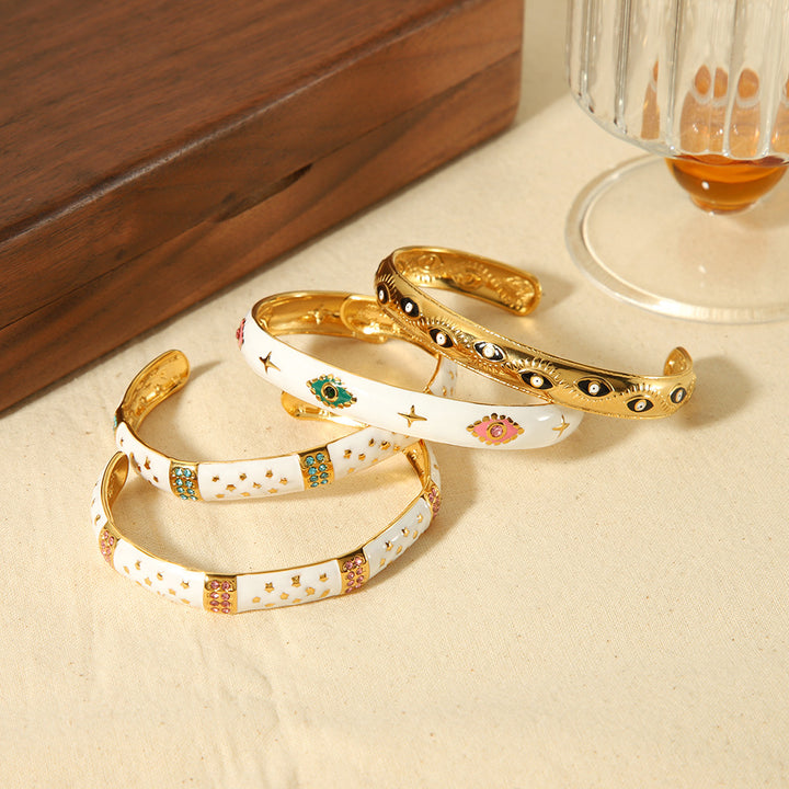 CALORA_ Retro Spirituele Diamanten Armband van 18K Goud in RVS voor Dames - Verstelbare Handsieraden
