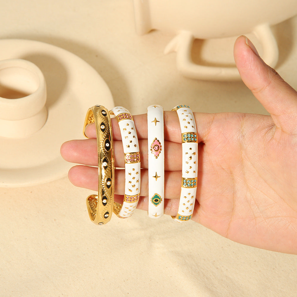 CALORA_ Retro Spirituele Diamanten Armband van 18K Goud in RVS voor Dames - Verstelbare Handsieraden