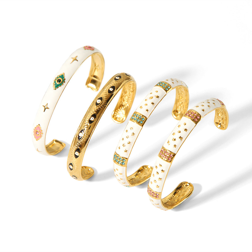 CALORA_ Retro Spirituele Diamanten Armband van 18K Goud in RVS voor Dames - Verstelbare Handsieraden