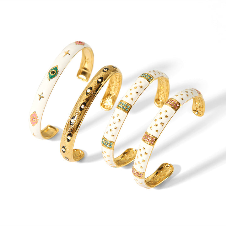 CALORA_ Retro Spirituele Diamanten Armband van 18K Goud in RVS voor Dames - Verstelbare Handsieraden