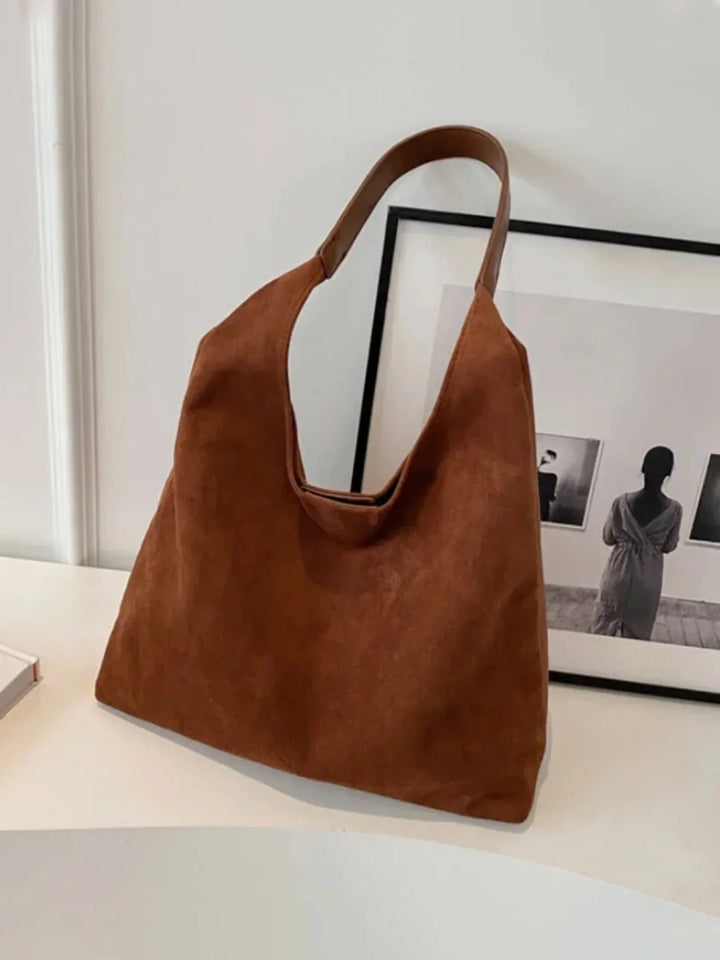 CALORA_ Retro Suede Large-Capacity Schoudertas voor Vrouwen